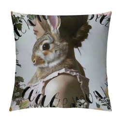 Qinduosi Rabbit Pillow Covers , Rabbit Gifts for Girls Rabbit Lovers Owners, Rabbit Decor, Just a Girl Who Loves Rabbits Pillow Case, Bunny Pillow Cases