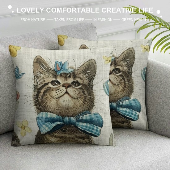 Pillow Covers Set of , Bunny Eggs Dog Cat Spring Home Farmhouse Holiday Colorful Easter Decorative Throw Pillows for Home Sofa Couch Decoration