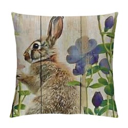 Qinduosi Pack Vintage Spring Easter Rabbits Cute Pillow Covers Rustic Farm Animals Rabbit Plants Throw Pillow Cushion Case Cover for Home Sofa ” (PV-Rabbits)