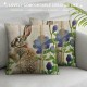 Qinduosi Pack Vintage Spring Easter Rabbits Cute Pillow Covers Rustic Farm Animals Rabbit Plants Throw Pillow Cushion Case Cover for Home Sofa ” (PV-Rabbits)