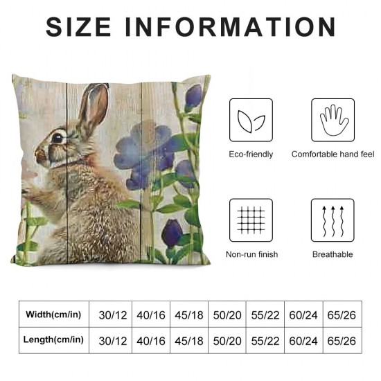 Qinduosi Pack Vintage Spring Easter Rabbits Cute Pillow Covers Rustic Farm Animals Rabbit Plants Throw Pillow Cushion Case Cover for Home Sofa ” (PV-Rabbits)