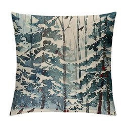 Decorative Throw Pillow Covers Set of , Snowy Forest Rabbit Cushion Case Decor, Farmhouse Christmas Holiday Seasonal Home Decor for Couch PC