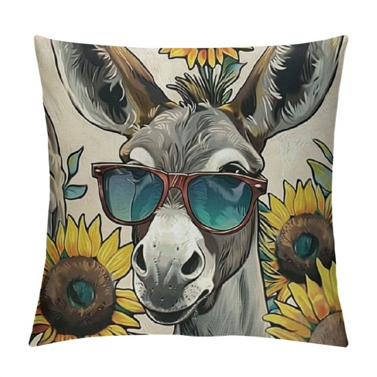 Funny Farm Animals Decorative Throw Pillow Covers Set of , Spring Summer Sunflower Outdoor Pillowcase, Keep It Sassy Stay Awhile Fall Cushion Case Home Decor