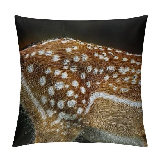 Set of Spotted Deer Throw Pillow Covers D Elk Deer Print Animal Hide Pillow Covers Wild Animal Skin Cushion Covers for Boys Man Wild Accent Pillow Cases Brown