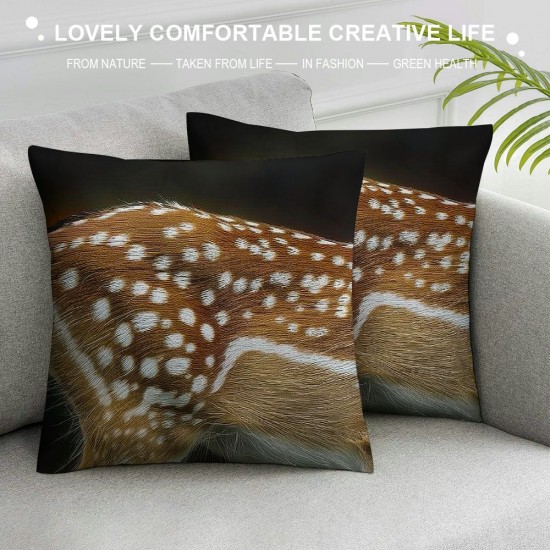 Set of Spotted Deer Throw Pillow Covers D Elk Deer Print Animal Hide Pillow Covers Wild Animal Skin Cushion Covers for Boys Man Wild Accent Pillow Cases Brown