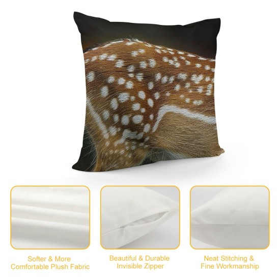 Set of Spotted Deer Throw Pillow Covers D Elk Deer Print Animal Hide Pillow Covers Wild Animal Skin Cushion Covers for Boys Man Wild Accent Pillow Cases Brown