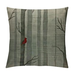 Throw Pillow Cover Birds in Inch Animal Trees Nature Red White Grey Square Pillow Case Cushion Cover for Home Car Decorative Linen