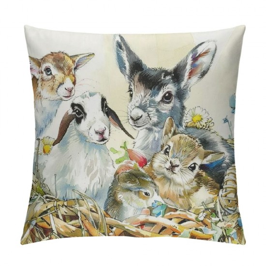 Throw Pillow Covers Farm Animals Donkey Chiken Goat Dog Duck Square Pillowcase for Home Decor Sofa Car Bedroom Pillow case