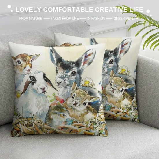 Throw Pillow Covers Farm Animals Donkey Chiken Goat Dog Duck Square Pillowcase for Home Decor Sofa Car Bedroom Pillow case