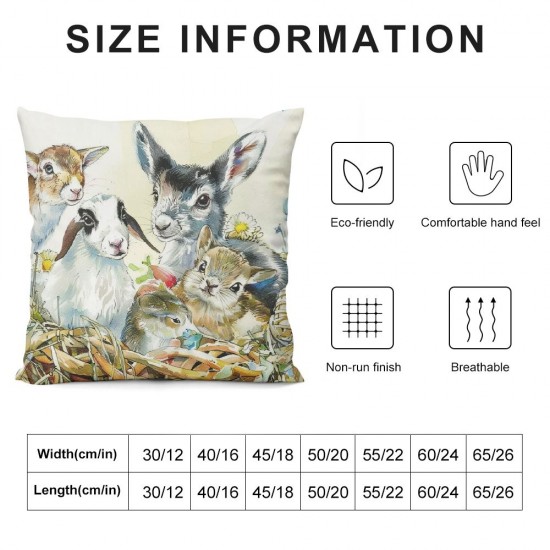 Throw Pillow Covers Farm Animals Donkey Chiken Goat Dog Duck Square Pillowcase for Home Decor Sofa Car Bedroom Pillow case