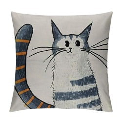 Funny Cartoon Cute Cat Throw Pillow Cover,Lovely Cartoon Animal Kitten Cushion Cover for Sofa Bed Home Decor  Inch,Housewarming Gifts,Cat Lovers Cat Mom Gifts