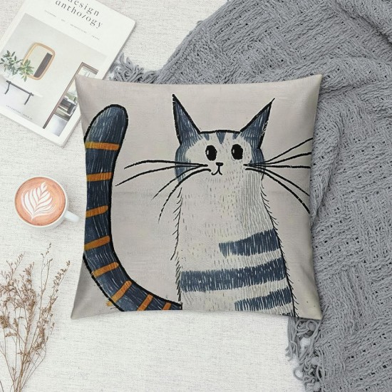 Funny Cartoon Cute Cat Throw Pillow Cover,Lovely Cartoon Animal Kitten Cushion Cover for Sofa Bed Home Decor  Inch,Housewarming Gifts,Cat Lovers Cat Mom Gifts