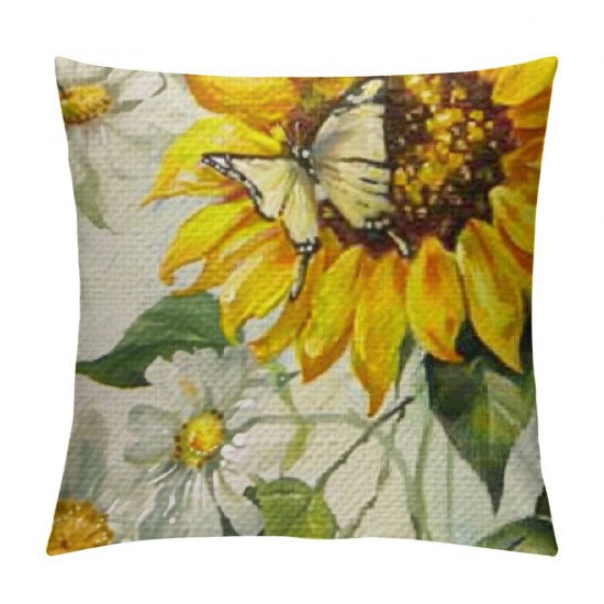 Summer Pillow Cover Inch Cat Decor Sunflower Farmhouse Seasonal Pillow Case Decorations for Home Sofa Couch (Yellow) A