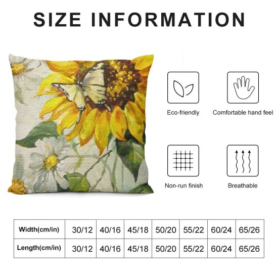 Summer Pillow Cover Inch Cat Decor Sunflower Farmhouse Seasonal Pillow Case Decorations for Home Sofa Couch (Yellow) A