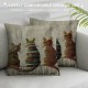 Cute Animal Cat Throw Pillow Cover Patio Furniture Knitted Design Kitten Family Decorative Cushion Cases Home Décor for Couch Bed Sofa Inch