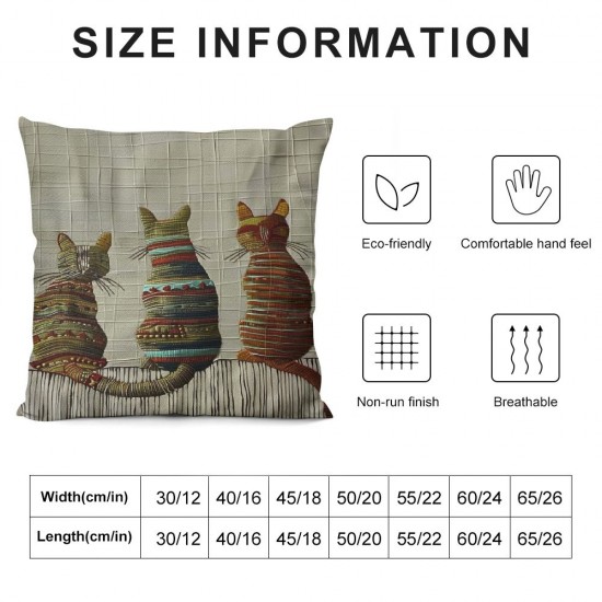 Cute Animal Cat Throw Pillow Cover Patio Furniture Knitted Design Kitten Family Decorative Cushion Cases Home Décor for Couch Bed Sofa Inch