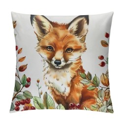 Animals Throw Pillow Covers  Inch Fox Deer Squirrel Owl Leaves Decorative Pillows Soft Velvet Cushion Cases for Couch Sofa Home Decor Set of