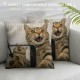 Qinduosi  Fathers Day Pillow Covers Animal Pillow Covers Cat Throw Pillow Cover Funny Cellphone Selfie Smile Square Pillow Case Cushion Cover for Father's Day Home Car Decorative