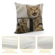 Qinduosi  Fathers Day Pillow Covers Animal Pillow Covers Cat Throw Pillow Cover Funny Cellphone Selfie Smile Square Pillow Case Cushion Cover for Father's Day Home Car Decorative