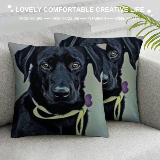 Set of Throw Pillow Covers Black Dog Silhouette Style Decor with Inspirational Quotes Pillow Cover Inches Square Home  Linen Cushion Cover Decor Pillowcase (Pack Black Dog)