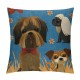 Qinduosi  Cute Dog and Puppy Set Linen Throw Pillow Case Home Decorative Cushion Cover for Sofa Couch Bedding Inches