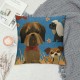 Qinduosi  Cute Dog and Puppy Set Linen Throw Pillow Case Home Decorative Cushion Cover for Sofa Couch Bedding Inches