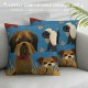 Qinduosi  Cute Dog and Puppy Set Linen Throw Pillow Case Home Decorative Cushion Cover for Sofa Couch Bedding Inches