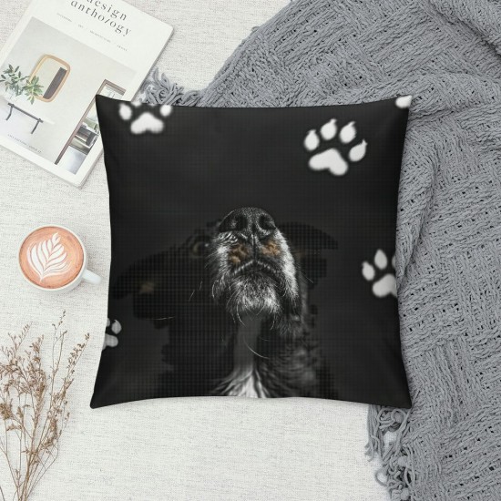 Decorative Throw Pillow Cover Case inch,Cute Dog Paw Star Square Standard Cushion Covers for Outdoor Couch Sofa Bed Car Gift Double Side Design