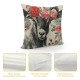 Qinduosi Vintage Farmhouse Animals Pillow Covers Cute Pig Cow Goat Sheep with Flower Linen Throw Pillow Case Cushion Cover Inch Set of  Farmhouse Decorations Couch(Animal Head Set)