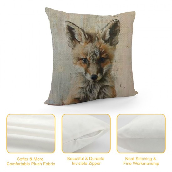 Pcs [Just Covers] - Animal Watercolor Patern Linen Pillow Covers Throw Covers Square Cushion Pillowcase Decorative Pillow Shams ( (Set of pcs))