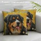 Happy Bernese Mountain Dog Side Pillow Cover, Home Decor Cushion Cover, Sofa Pillow Pillow Cover