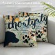 Nice Animal Pet Dog Lover Gift Newspaper Texture Funny Dog Rules Linen Throw Pillow Case Cushion Cover Square  inches