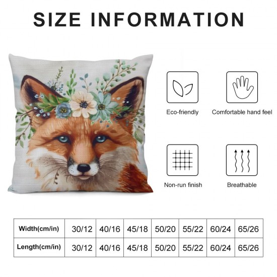 Throw Pillow Covers Animal with Flower Wreath Linen Square Home Decorative Throw Pillow Case Cushion Covers  Inches (Dog)