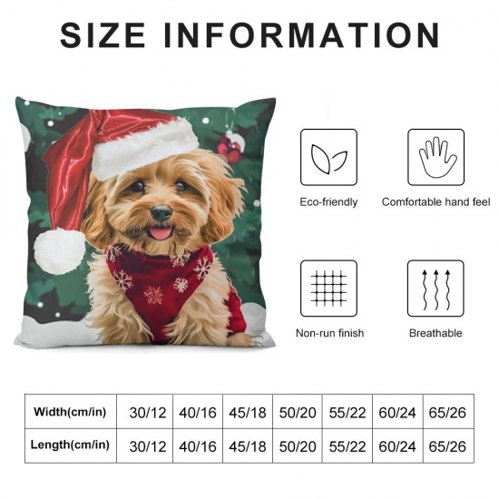 Qinduosi  Christmas Dog Throw Pillow Covers Inch Xmas Lovely Pet Dog Red Decorative Pillows for Couch Sofa Bed Home Holiday Decor Set of