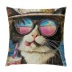 Qinduosi Hello Summer Golden Retriever Dog Decorative Throw Pillow Covers Set of , Tuxedo Cat Pet Pool Days Sun Rays Porch Outdoor Pillowcase, Rainbow Stripes Cushion Case Home Decor