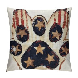 th of Stripes Dog Paw Patriotic Throw Pillow Cover, Inch America Flag Decor Cushion Case for Sofa Couch