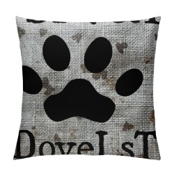 This Home is Filled with Love Dog Paws Linen Square Throw Pillow Case Decorative Cushion Cover Pillowcase Sofa