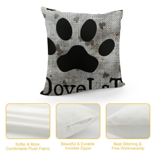 This Home is Filled with Love Dog Paws Linen Square Throw Pillow Case Decorative Cushion Cover Pillowcase Sofa