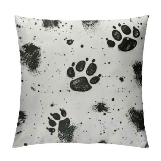 Qinduosi Dog Paw Pattern Print Throw Pillow Covers, Soft Inch Pillow Cover, Cases for Home Decorative Couch Sofa(pcs)