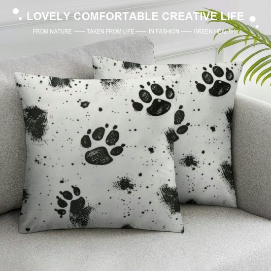 Qinduosi Dog Paw Pattern Print Throw Pillow Covers, Soft Inch Pillow Cover, Cases for Home Decorative Couch Sofa(pcs)