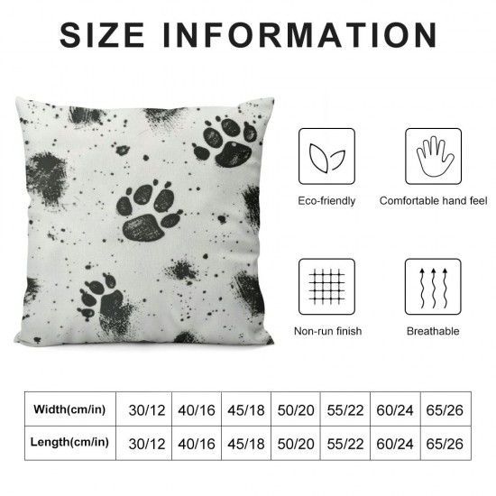 Qinduosi Dog Paw Pattern Print Throw Pillow Covers, Soft Inch Pillow Cover, Cases for Home Decorative Couch Sofa(pcs)