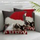 Qinduosi We Woof You A Merry Christmas Best Pet Dog Christmas Hat Linen Throw Pillow Covers Cushion Cover Decorative Sofa Bedroom Living Room Square  Inches