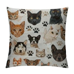 Cat and Dog Faces Bulldog Print Throw Pillow Covers, Soft Inch Pillow Cover, Cases for Home Decorative Couch Sofa(pcs)