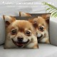 Qinduosi Cute Pomeranian Dog Print Throw Pillow Covers Decorative Pillow Cover Square Cushion Cases Soft Cushion Cover Throw Sofa Pillow Case for Home Decor Living Room Bed Couch Car