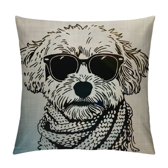 Sunglasses Throw Pillow - Throw Pillow Cover - Decorative Dog Throw Pillow - ” Square Pillow Cover - Linen