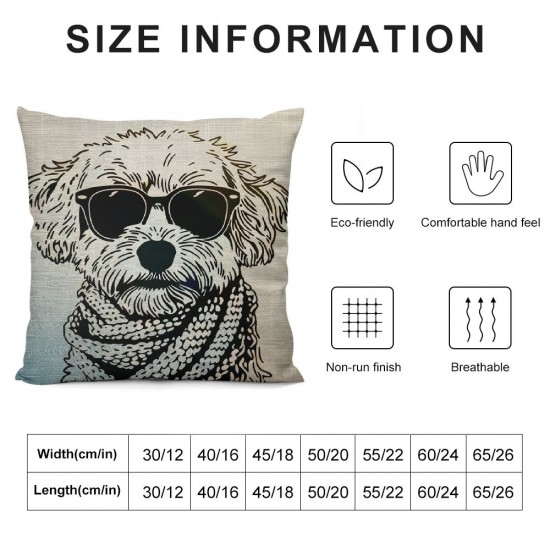 Sunglasses Throw Pillow - Throw Pillow Cover - Decorative Dog Throw Pillow - ” Square Pillow Cover - Linen