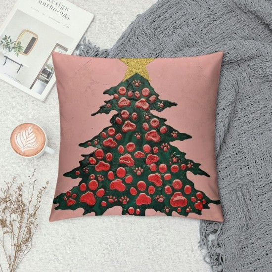 Christmas Pillow Covers ,Christmas Reversible Throw Pillow Covers,Pink Christmas Decorations,Dog Decor for Dog Room,Dog Lovers Gifts,Dog Decor Pillowcase for Bedroom(Pink &amp; Green &amp; red)