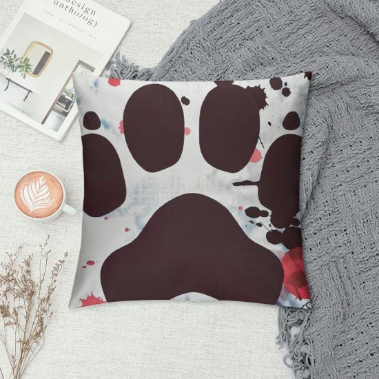 Qinduosi Dogs Gifts for Dog Lovers,Dog Pillow Covers Inch,Dog Paw Footprints Throw Pillow Covers Decoration for Bedroom Room Living Sofa Couch