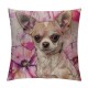 Throw Pillow Cases Cut Pet Dog with Splash Watercolor Rose Flower Cushion Covers Standard Linen Wood Background Home Sofa Decor Pillowslip Inch (Dog and Rose)