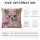 Throw Pillow Cases Cut Pet Dog with Splash Watercolor Rose Flower Cushion Covers Standard Linen Wood Background Home Sofa Decor Pillowslip Inch (Dog and Rose)